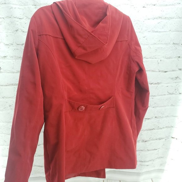 Croft & Barrow Red Double Breasted Pockets Long Sleeve Hooded Coat Size … - Picture 2 of 13